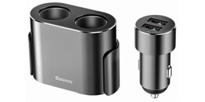 Baseus High Efficiency One to Two Cigarette Lighter(dual-cigarette lighter 80W +dual USB 3.1A)