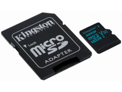 Kingston 32GB microSDHC Canvas Go 90R/45W U3 UHS-I V30 Card + SD Adapter