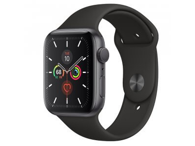 Apple Watch Series 5 GPS 44mm Space Gray Aluminum Case with Black Sport Band (MWVF2)