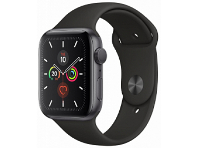 Apple Watch Series 5 44mm Space Gray Aluminum Case Black Sport Band