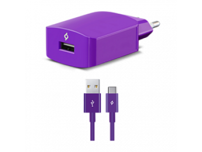 Ttec SpeedCharger USB Travel Charger, 2.1A, incl. Type C Violet